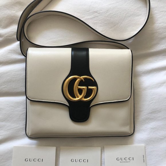 GUCCI | W&B Calf Leather Luxury Cross body Handbag | Arli Medium - Picture 1 of 13